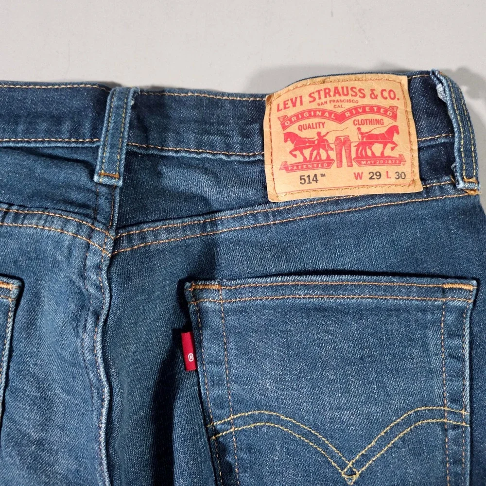 Levi's 514 Straight Fit Jeans Mens 29x30 Dark Wash Blue Stretch Denim